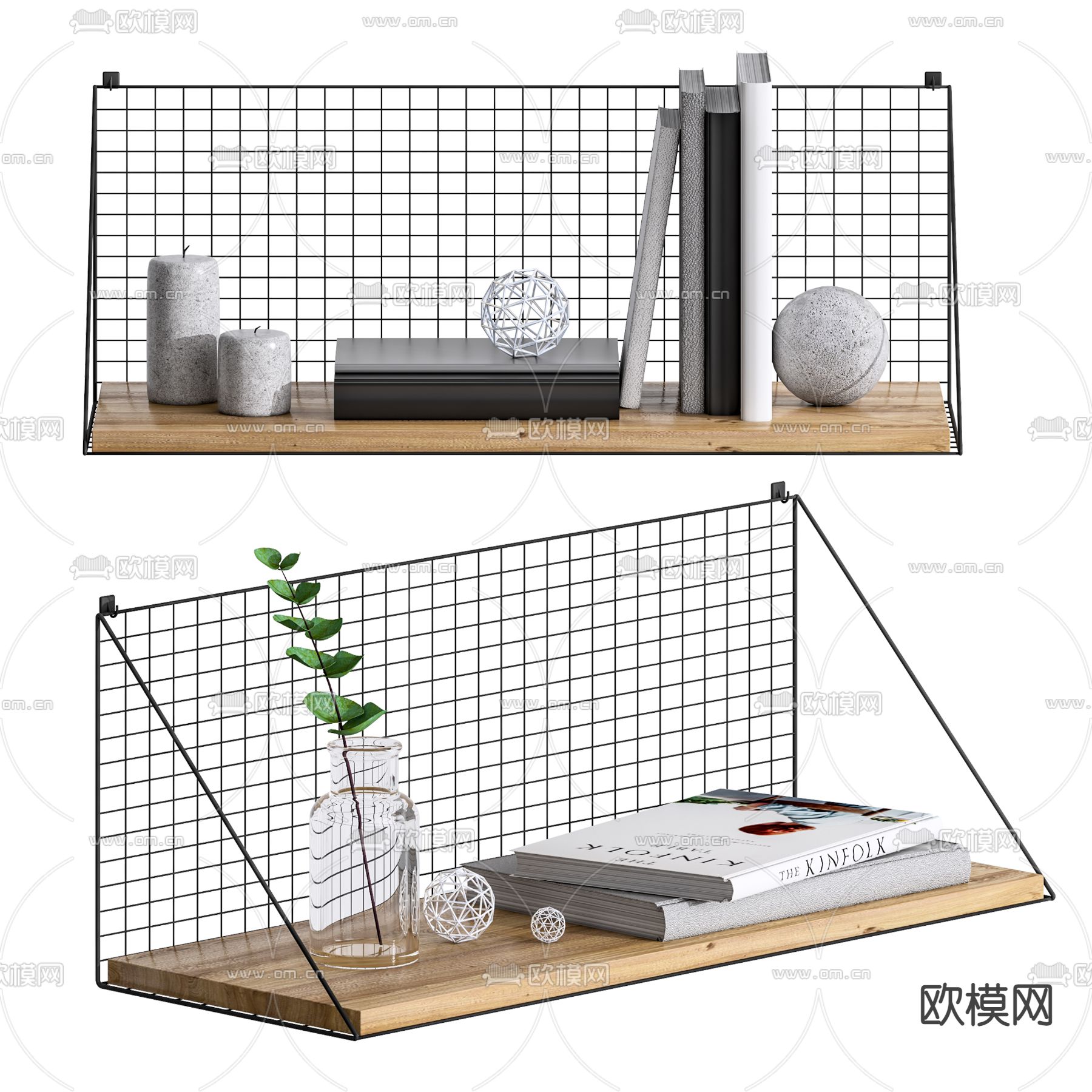 北欧层板装饰架吊柜壁柜3d模型下载