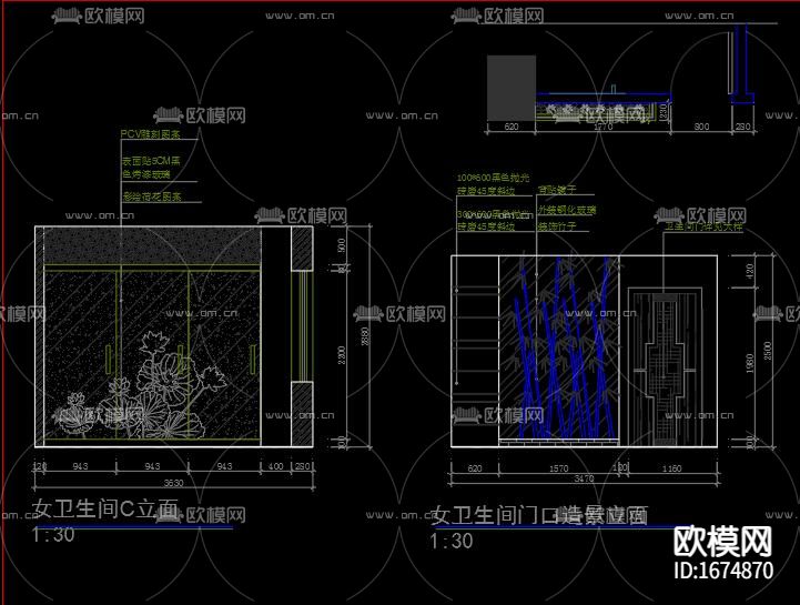 新中式餐厅cad施工图下载（渲染图8）