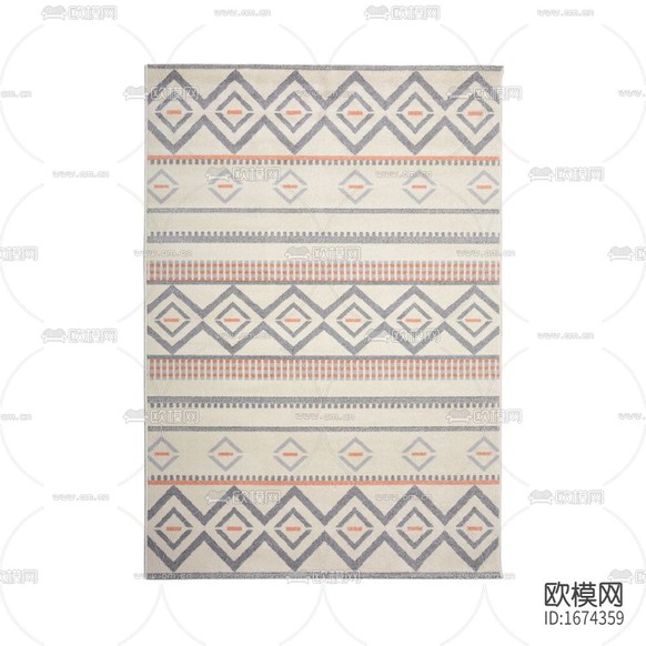 北欧简约几何条纹布艺地毯下载