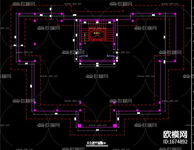 欧式别墅建筑cad结构图下载（渲染图9）
