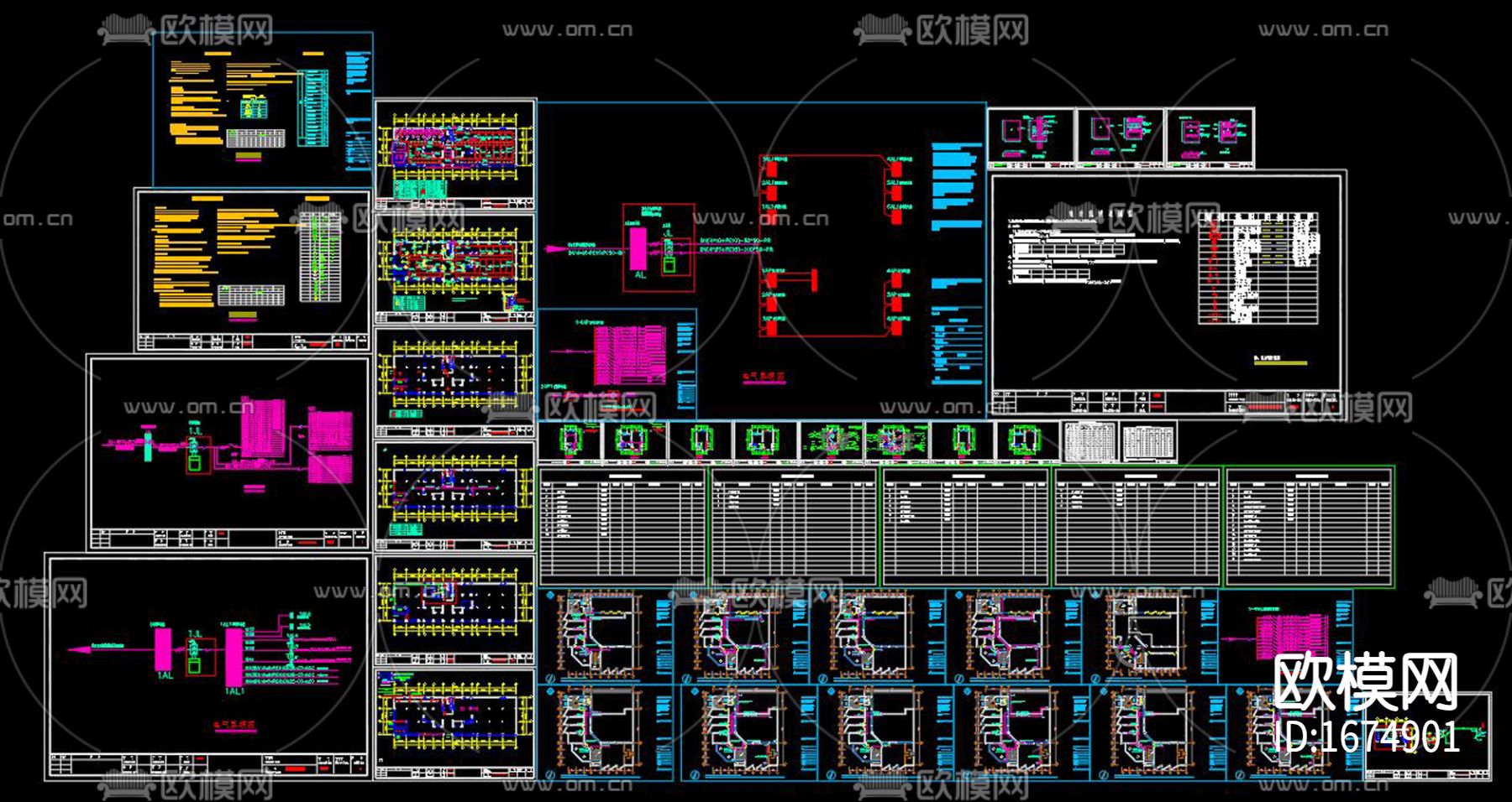 活动室中心cad电气图下载（渲染图1）
