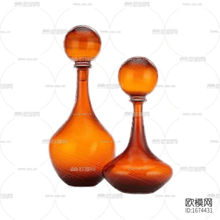 现代简约橙色玻璃花瓶