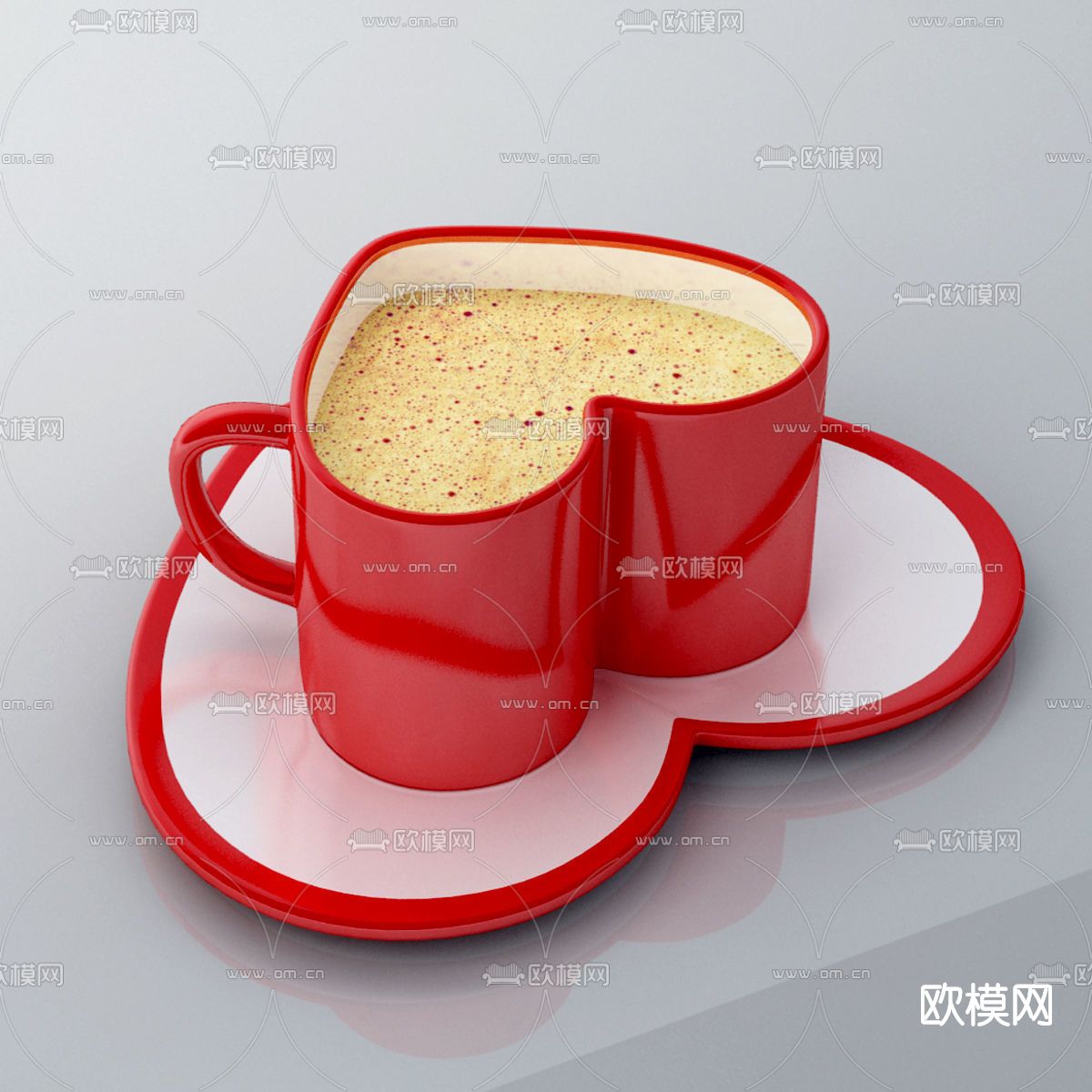 现代爱心咖啡杯免费3d模型下载