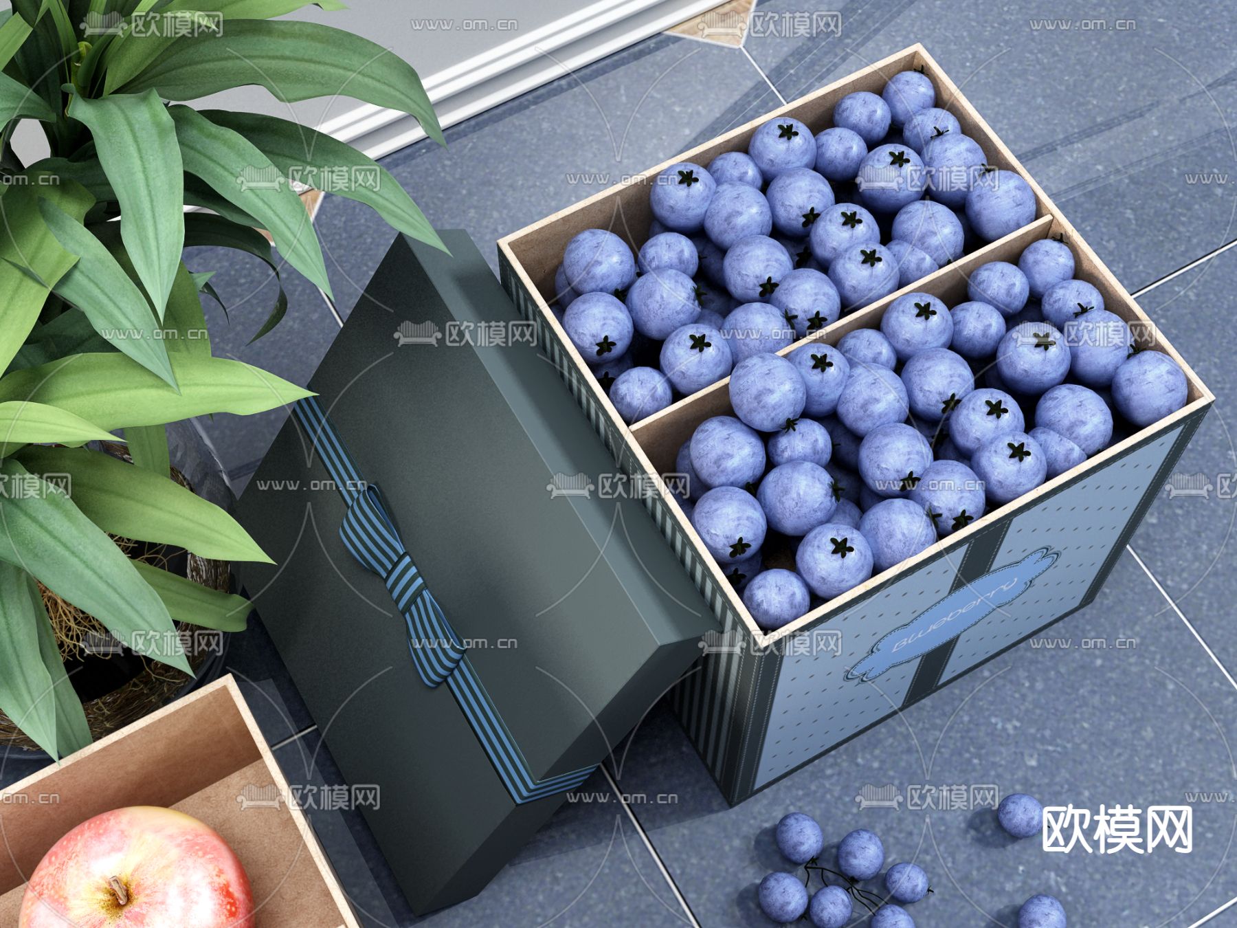 现代水果礼盒3d模型