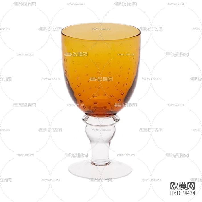 现代简约橙色玻璃酒杯