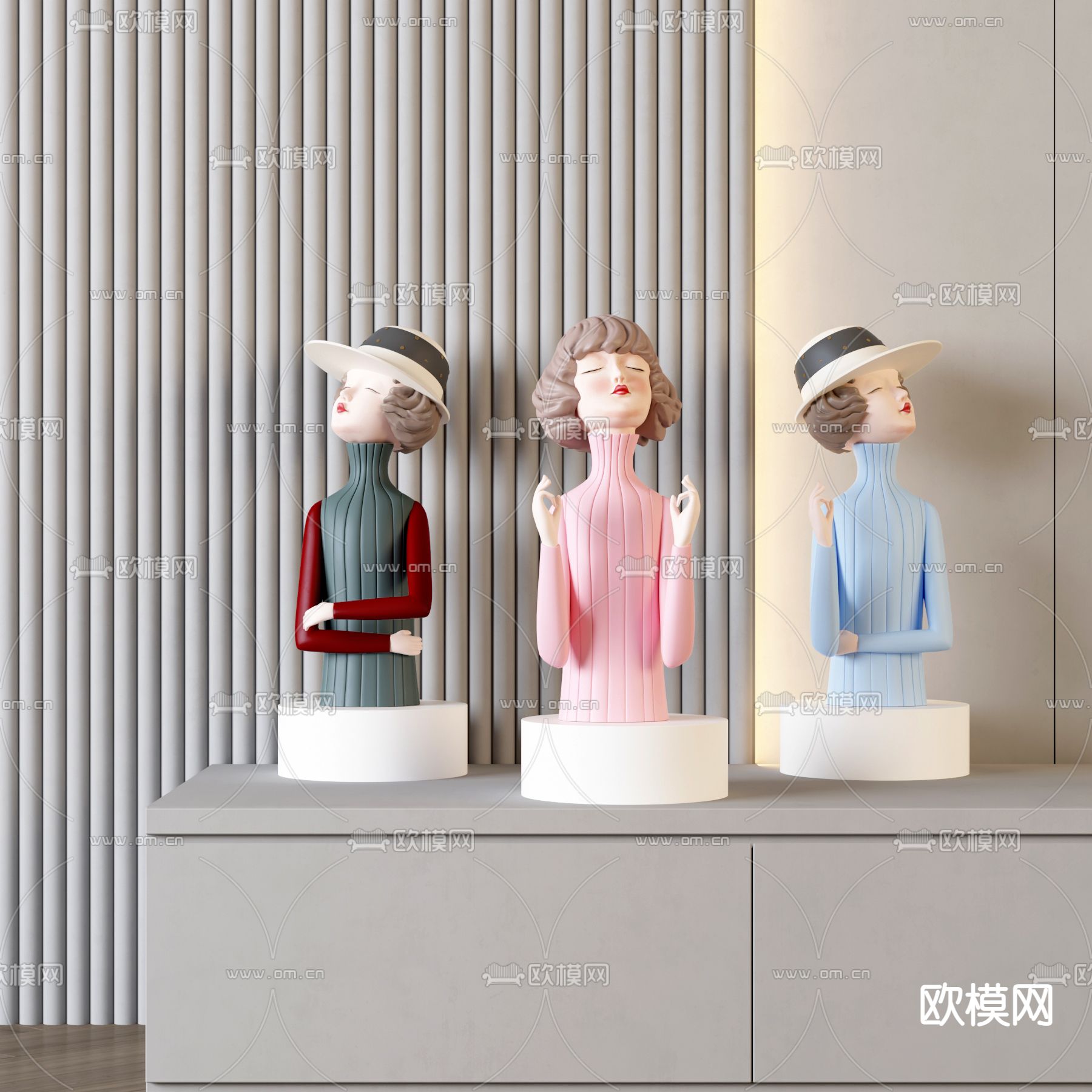 现代女孩雕塑3d模型