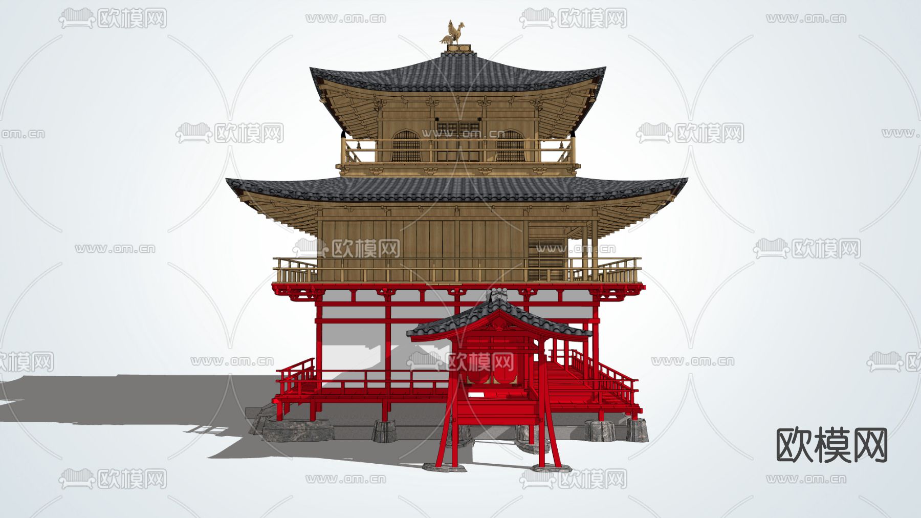 中式古建阁楼su模型下载（渲染图1）