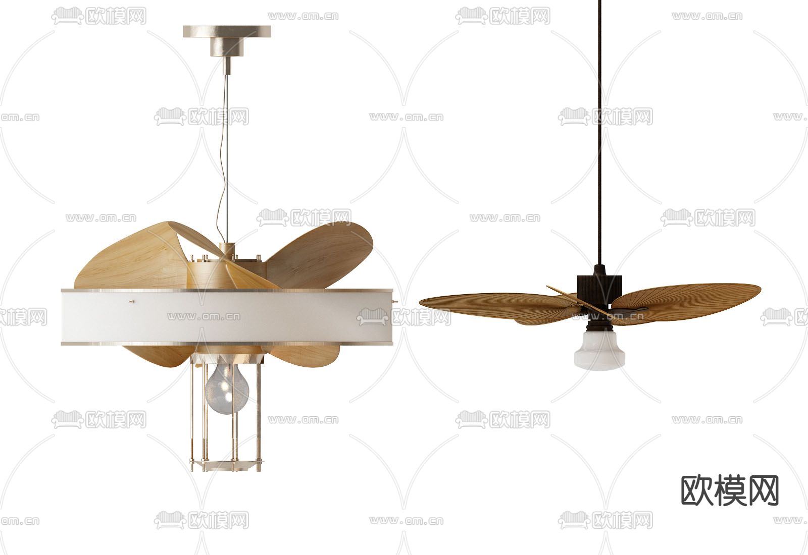 北欧吊扇灯3d模型下载