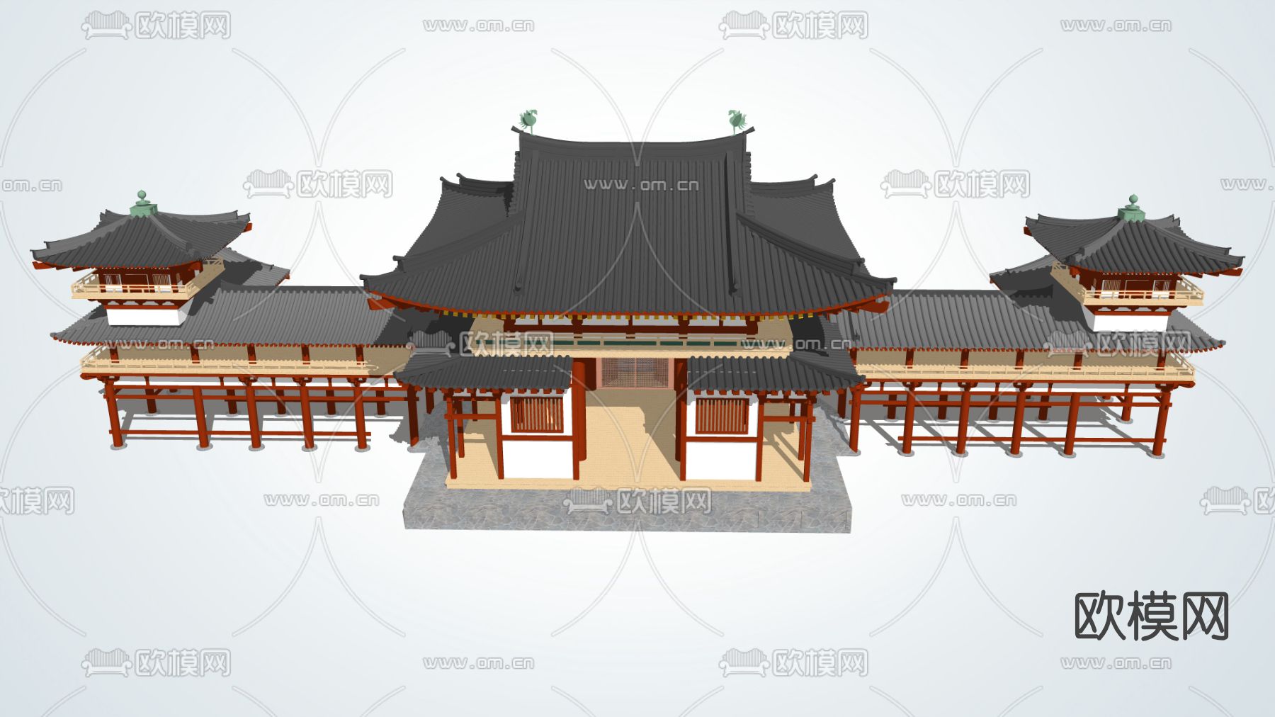 中式古建阁楼回廊su模型