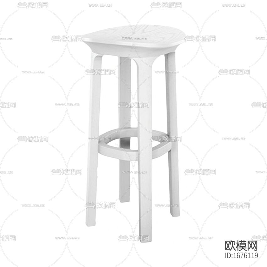 现代简约白色实木高脚凳