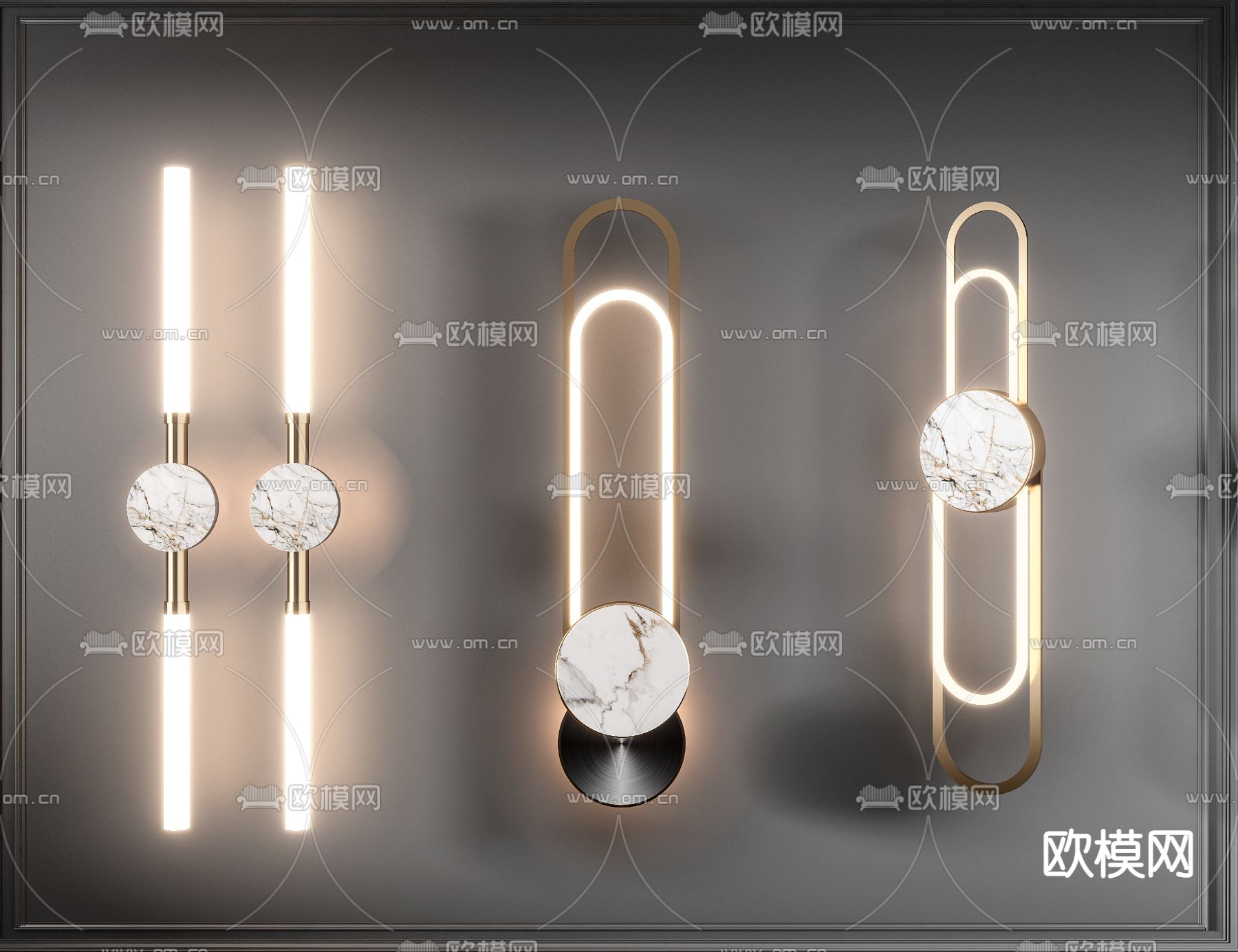 现代大理石壁灯3d模型下载