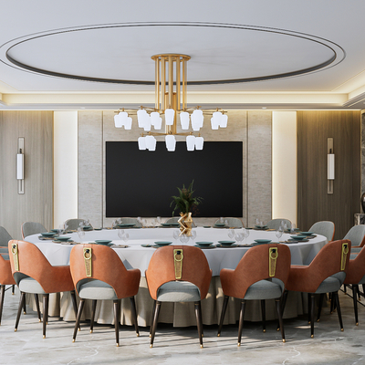  现代餐厅包间su模型 