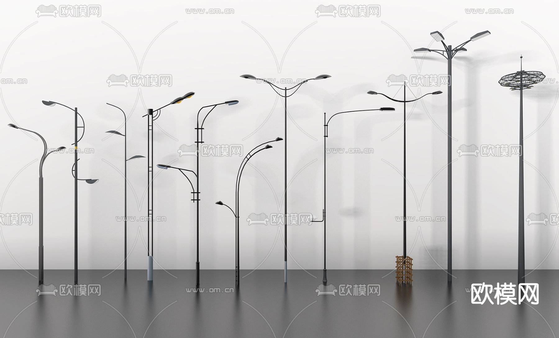 现代户外路灯3d模型下载