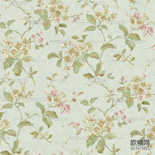 美式乡村花卉印花墙纸