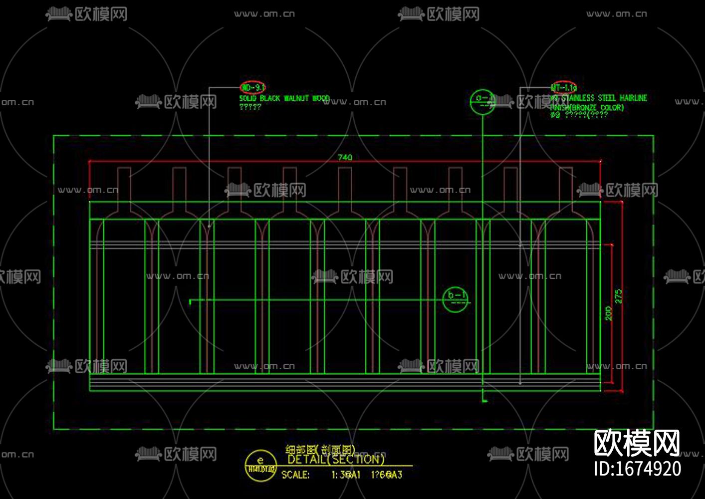 酒柜cad大样下载（渲染图4）