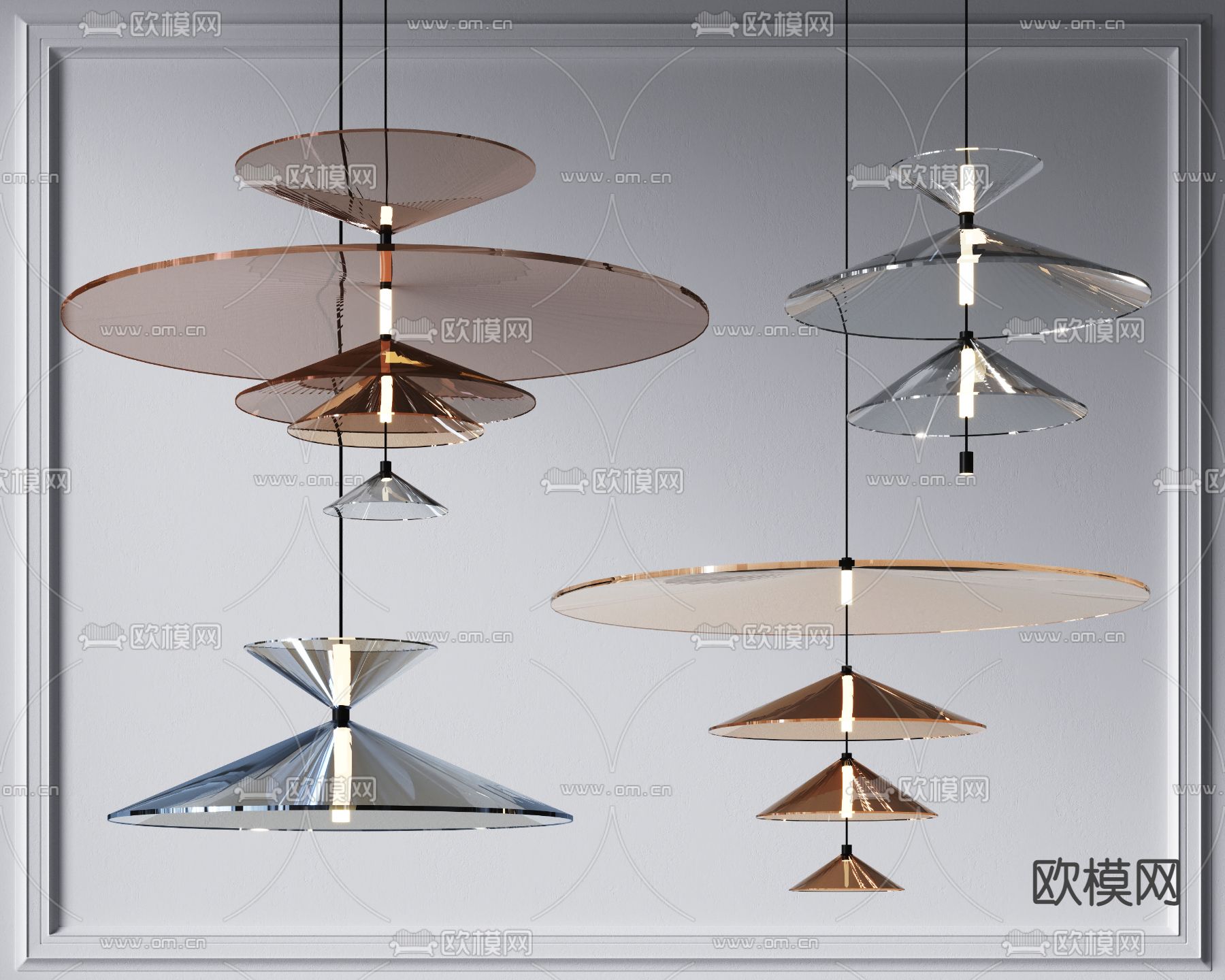 现代玻璃装饰吊灯3d模型下载