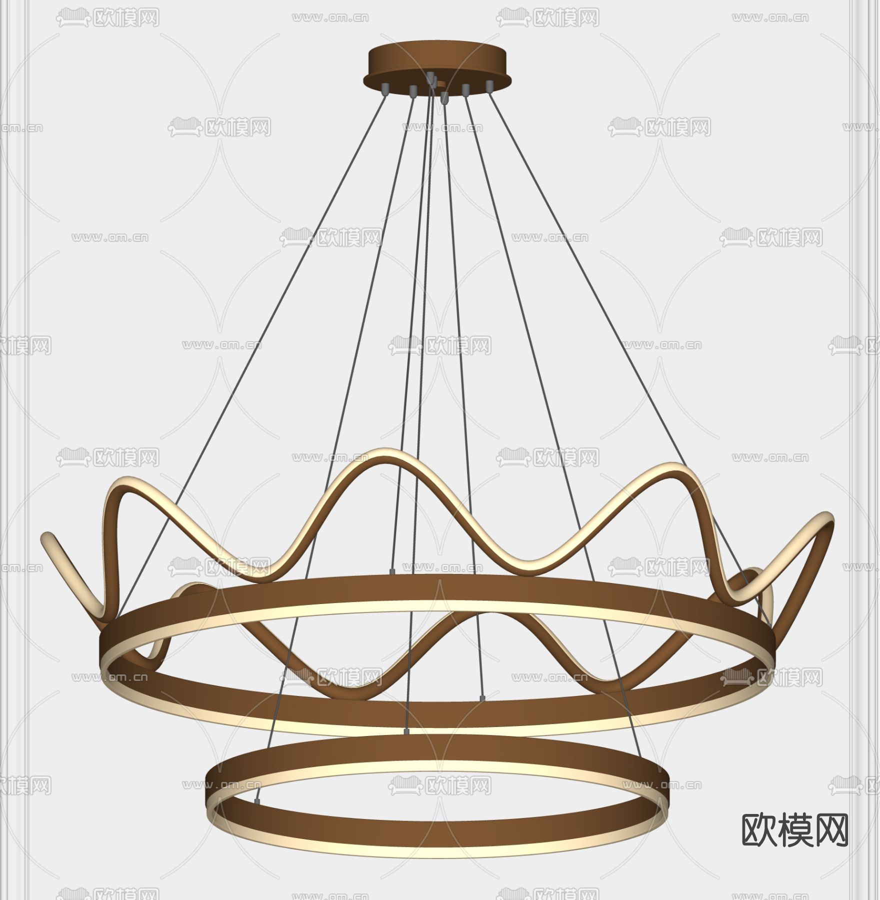 现代双层环形吊灯su模型下载（渲染图3）