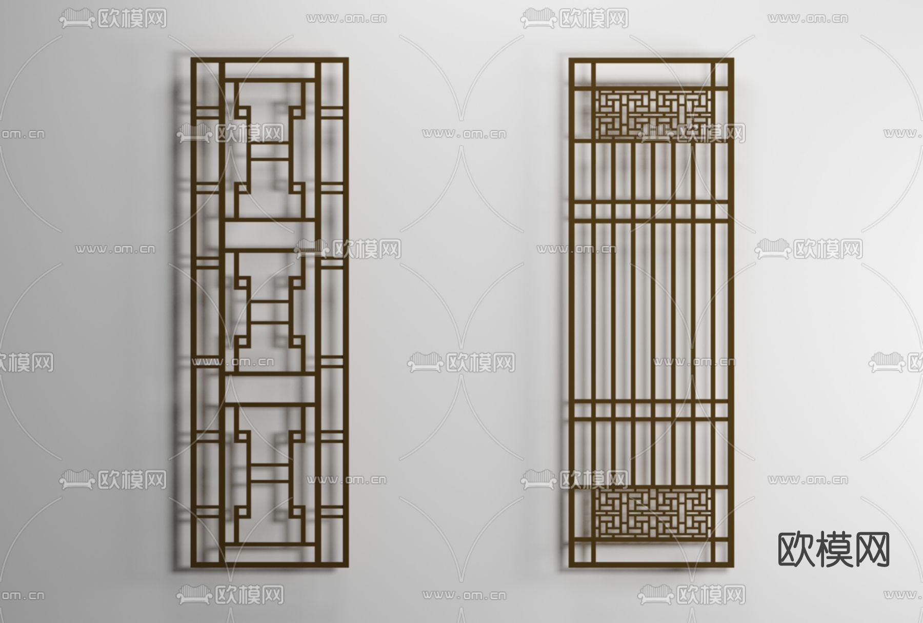 新中式屏风隔断免费3d模型下载