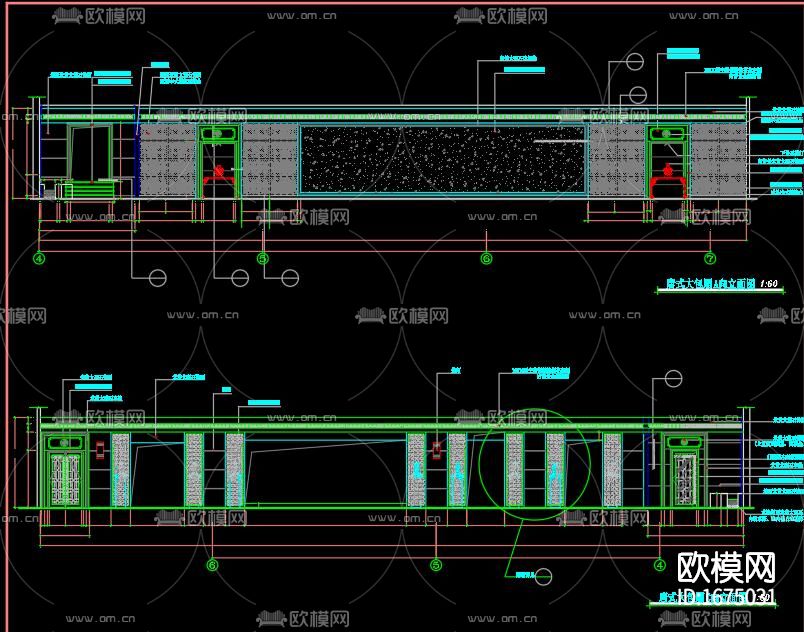 中餐厅全套cad施工图下载（渲染图8）