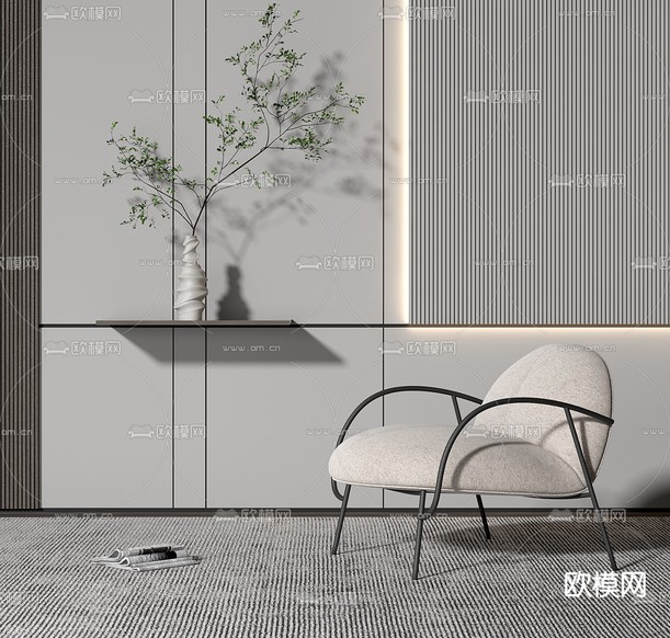 现代布艺休闲沙发3d模型下载