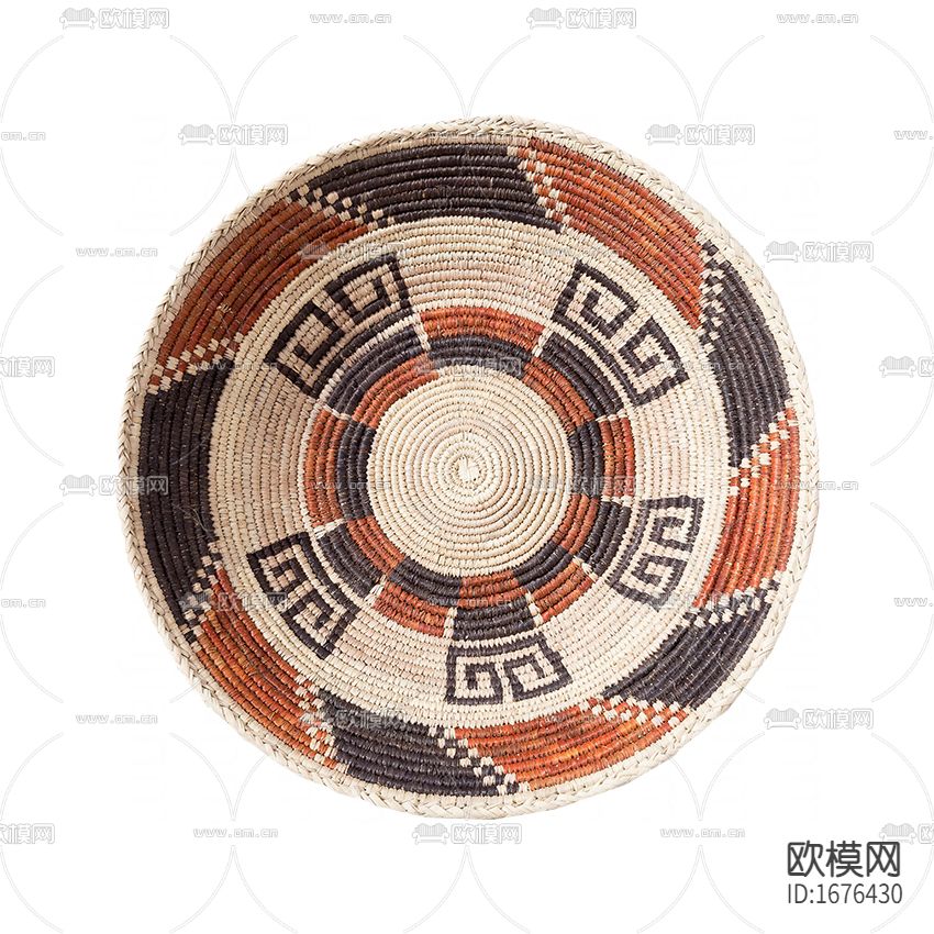 美式乡村手工草编彩色圆形地毯下载