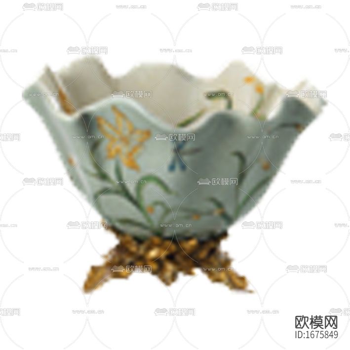 欧式古典花卉彩釉陶瓷金属雕花托盘下载