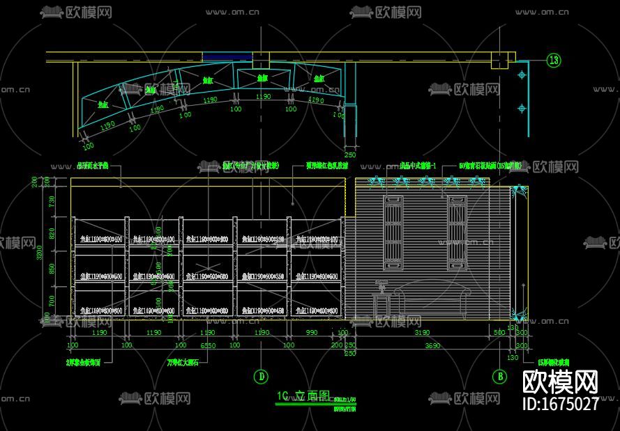 中式餐厅cad施工图下载（渲染图1）