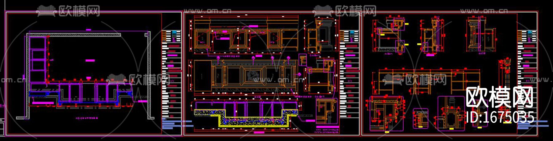 吧台接待台cad施工图下载（渲染图1）