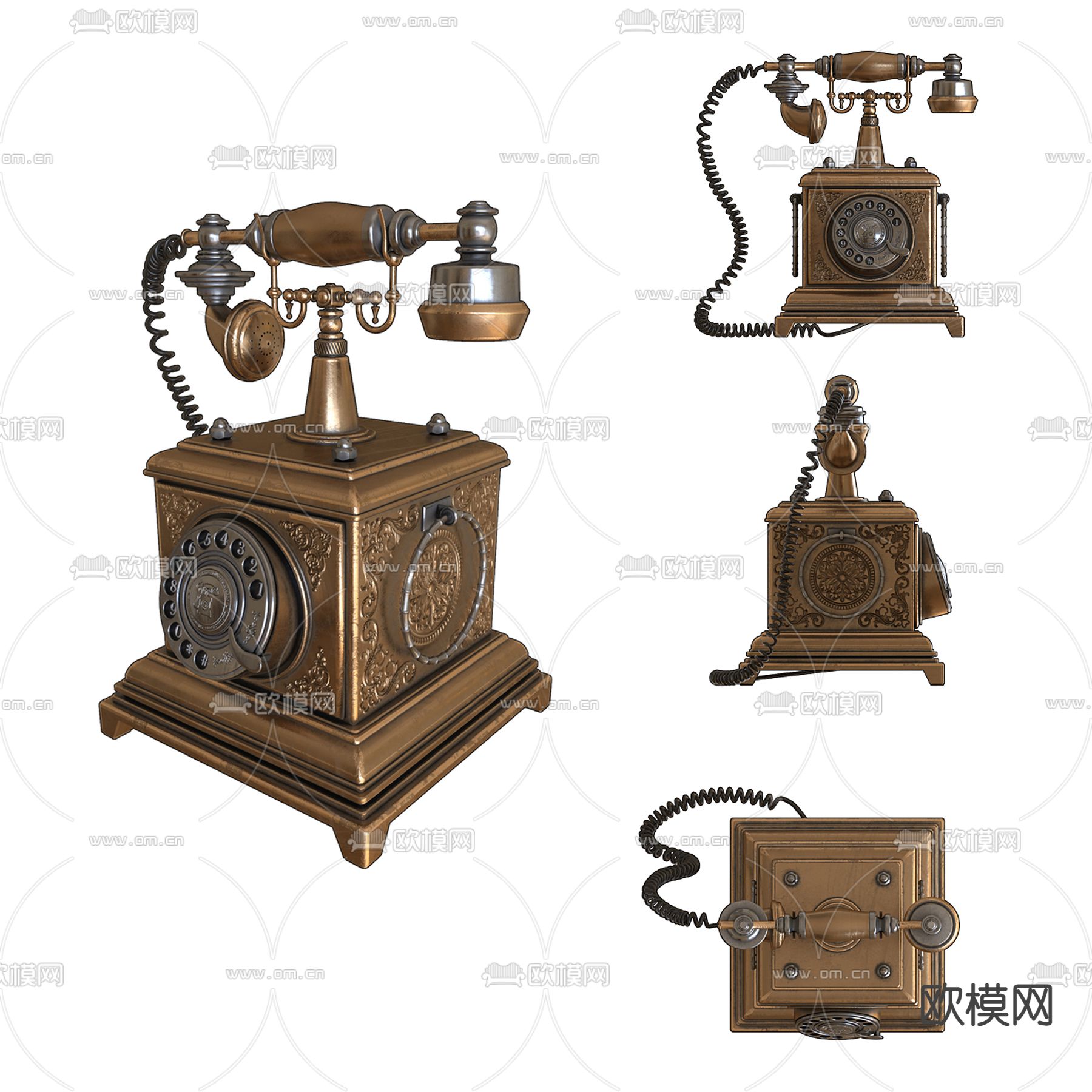 欧式古典转盘电话3d模型下载