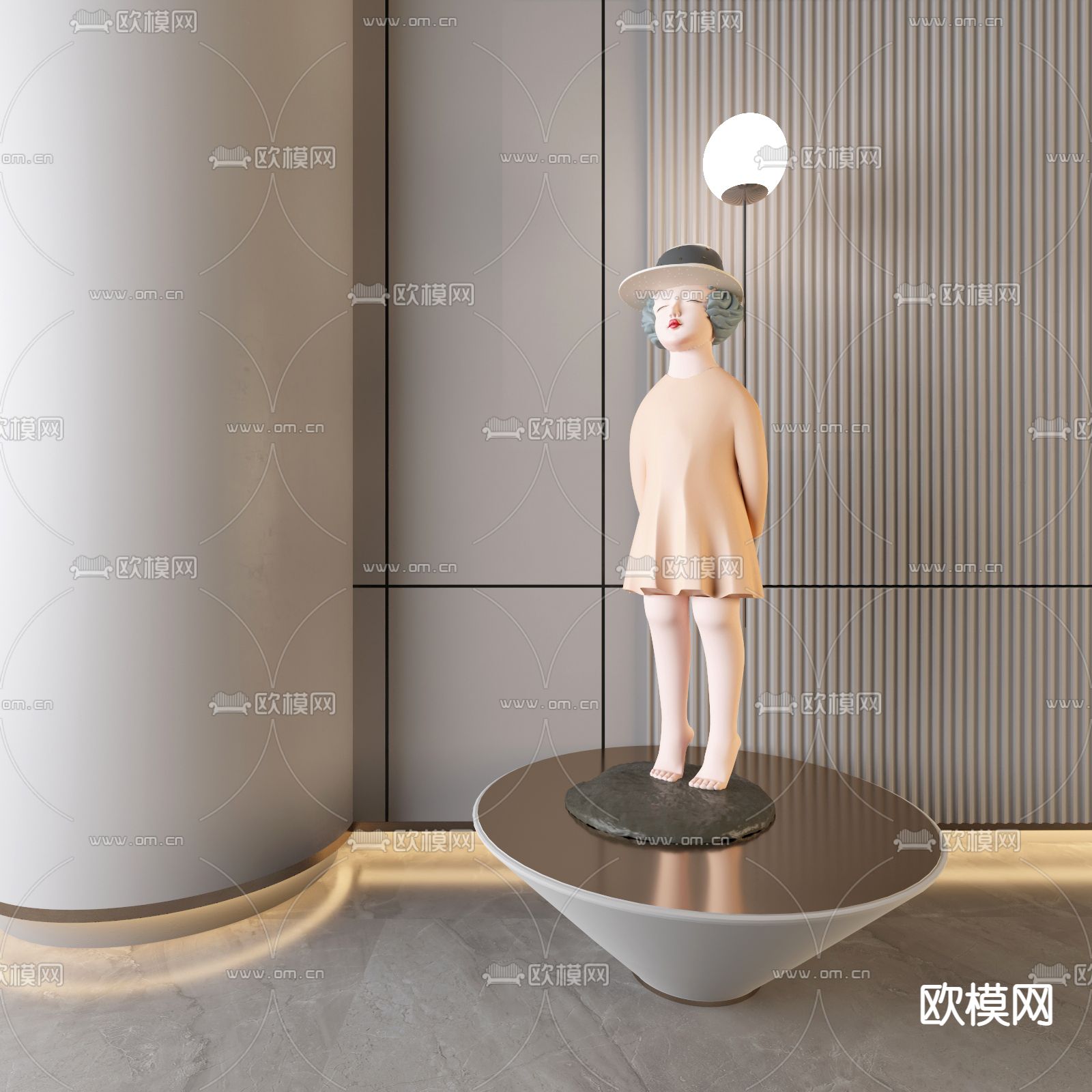 现代女孩雕塑3d模型