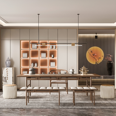 新中式茶室su模型