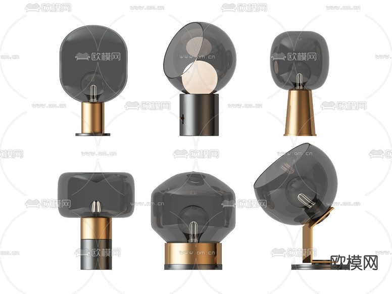 现代玻璃台灯3d模型下载