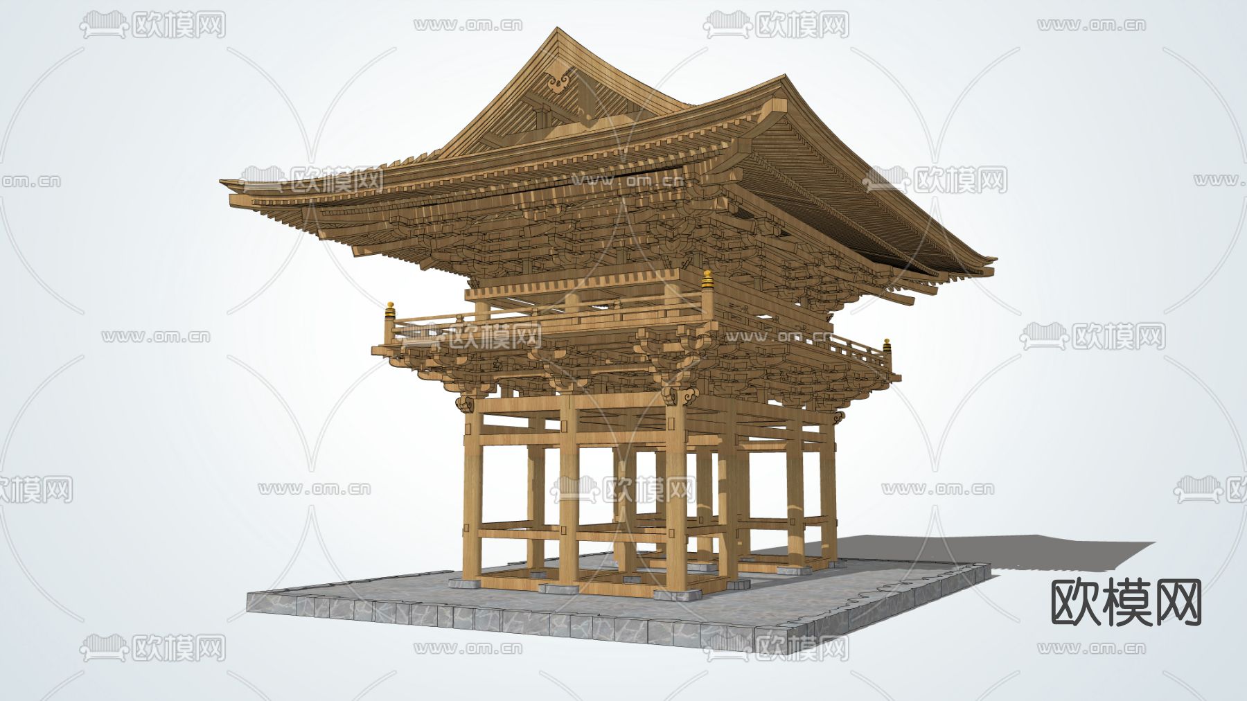 中式古建楼台su模型