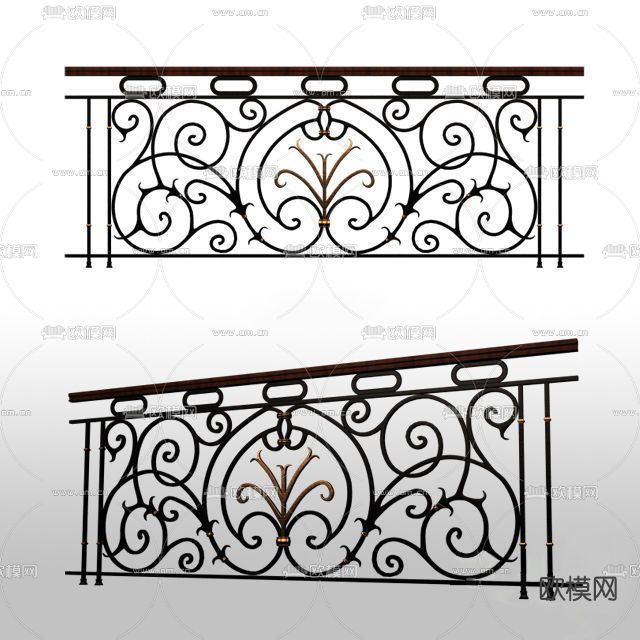 简欧金属护栏免费3d模型下载