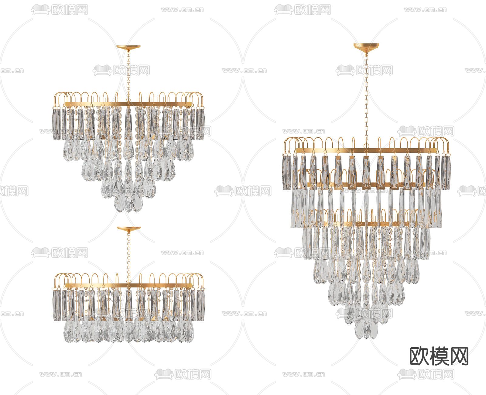 现代水晶吊灯3d模型下载