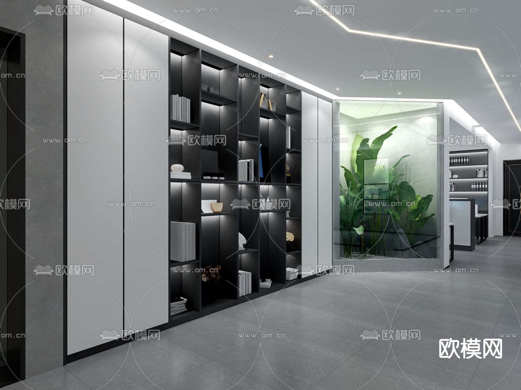 现代办公室免费3d模型下载（渲染图2）