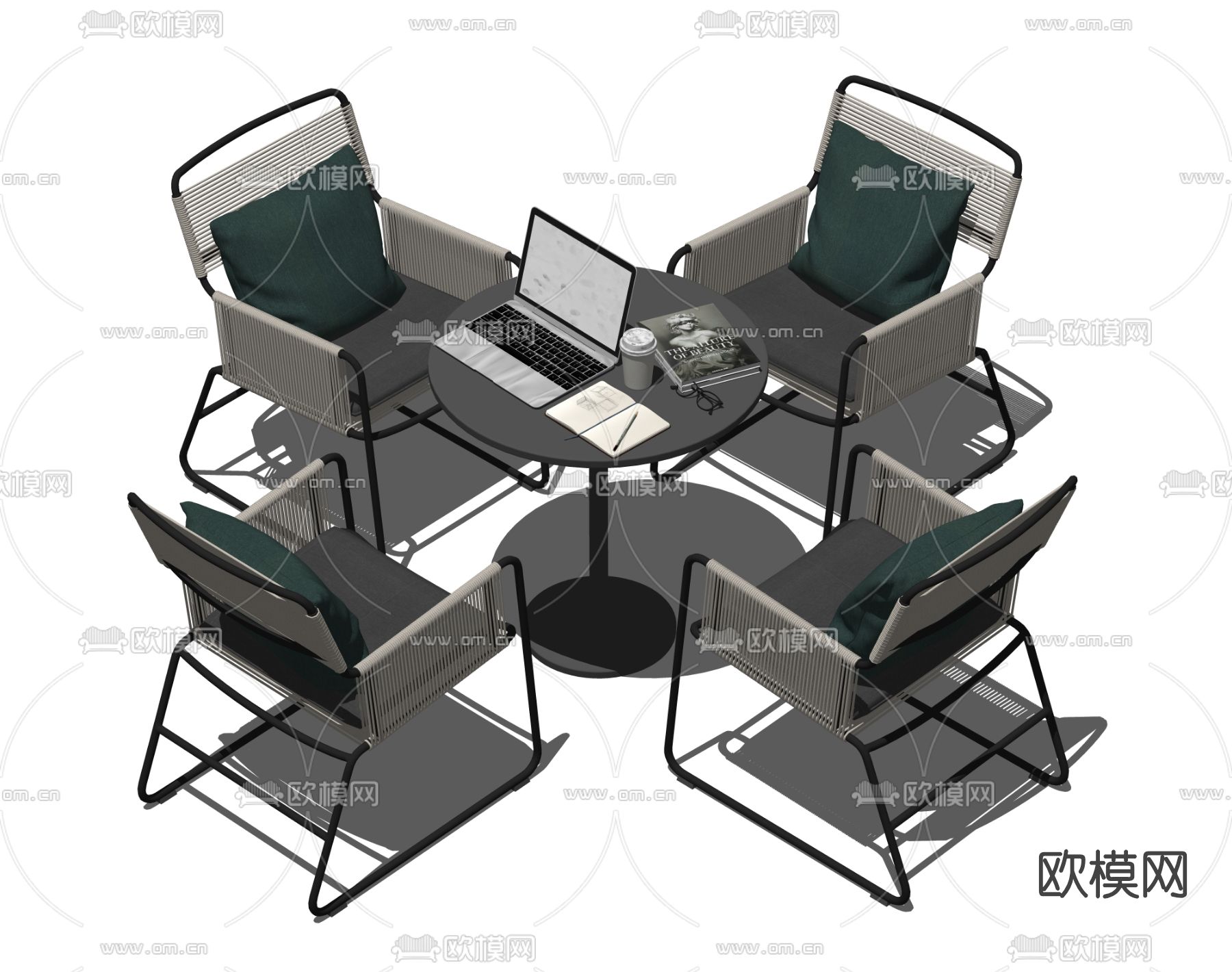 现代户外休闲桌椅su模型下载
