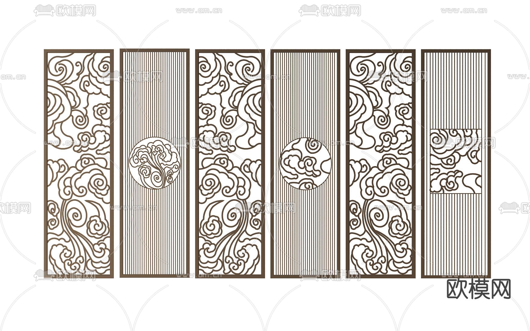 新中式屏风隔断3d模型下载