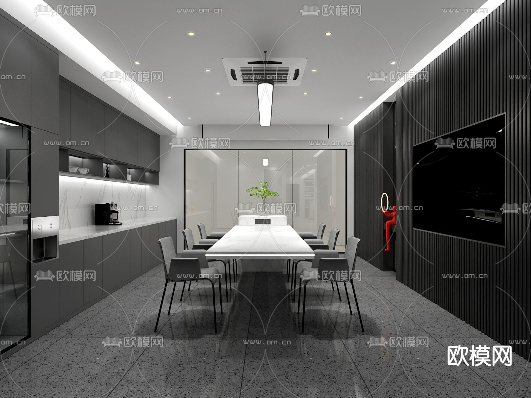 现代办公室免费3d模型下载（渲染图6）