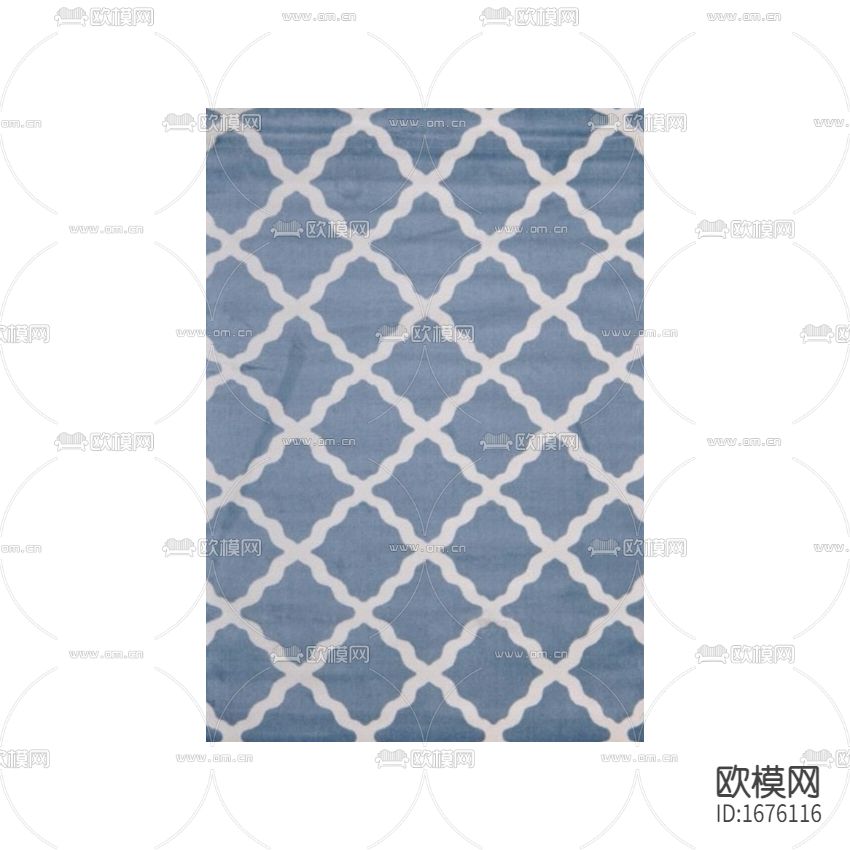 地中海创意几何印花蓝白色布艺地毯下载