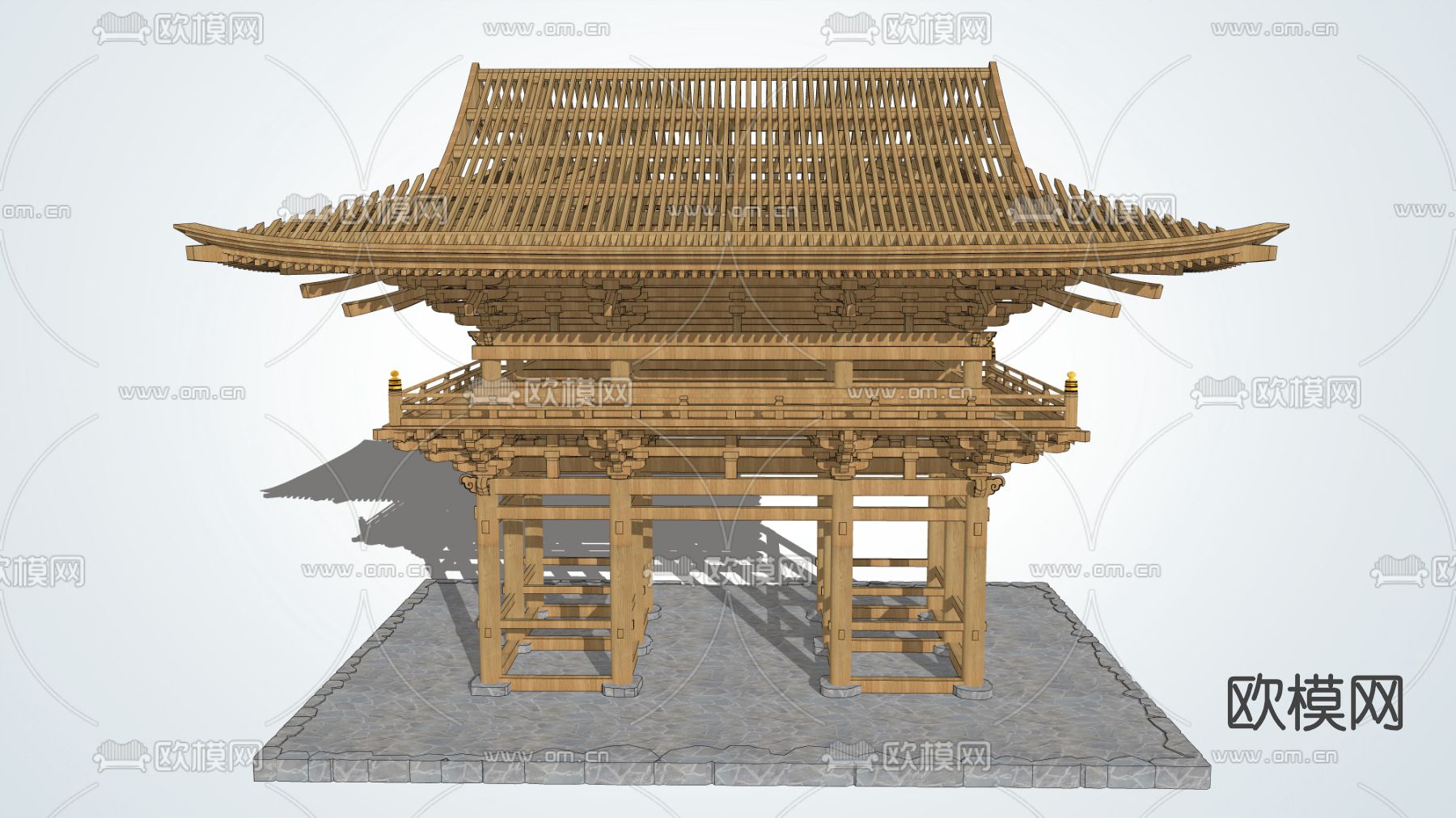 中式古建楼台su模型