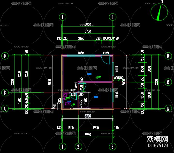 门卫室cad施工图下载（渲染图1）