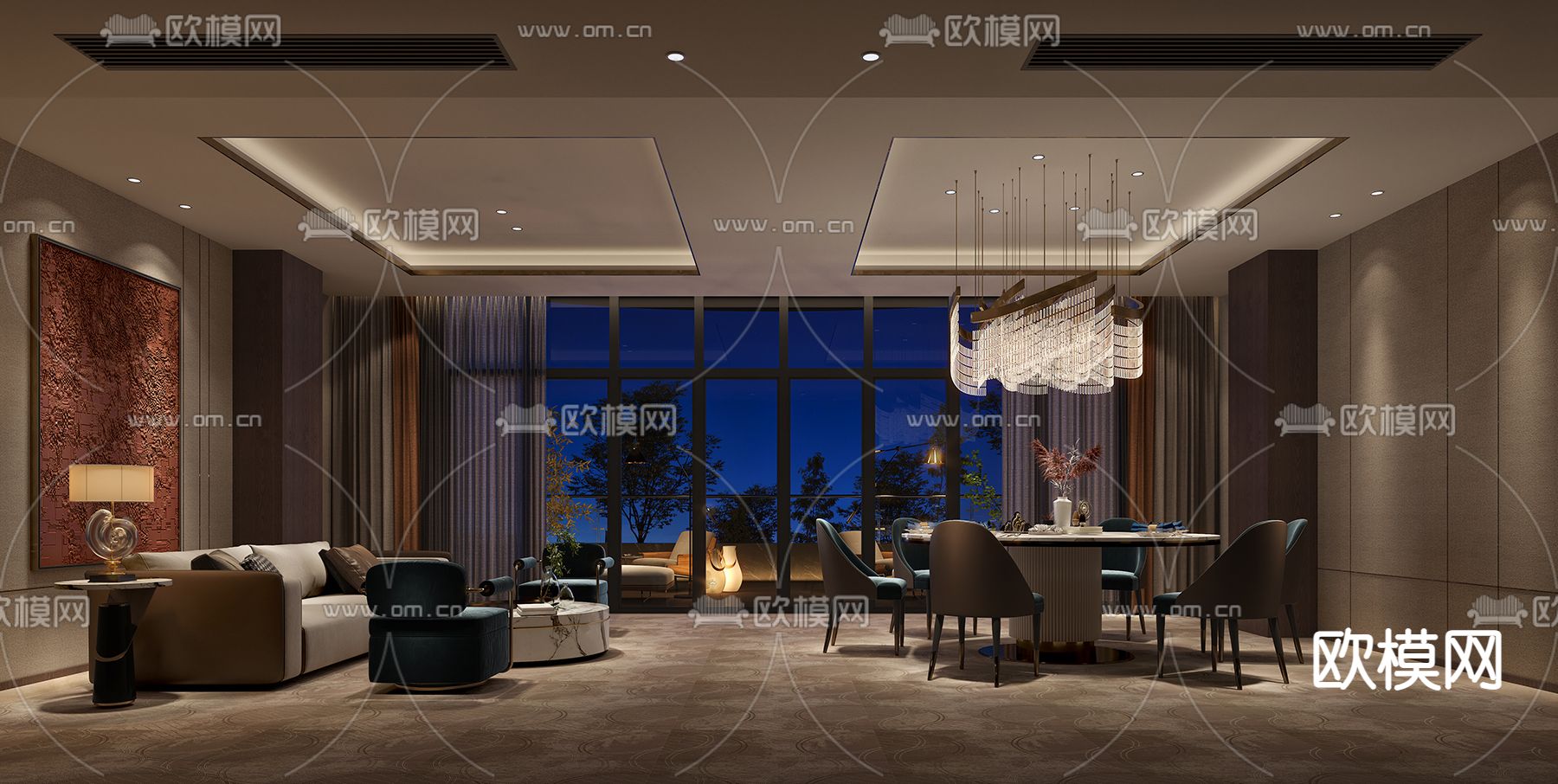 新中式包厢免费3d模型下载