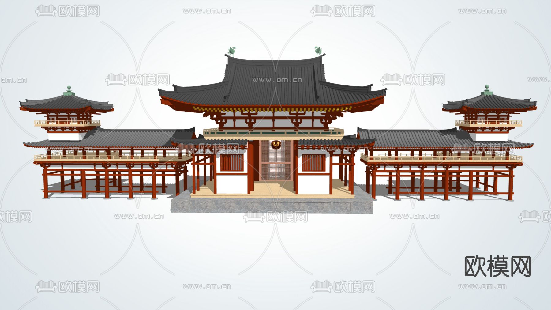 中式古建阁楼回廊su模型