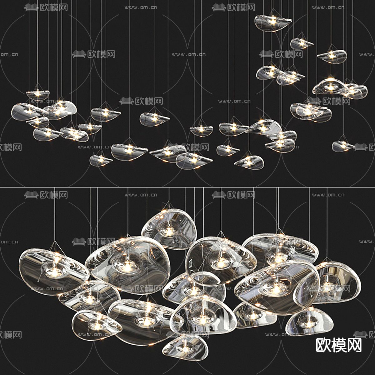 现代玻璃装饰吊灯3d模型下载