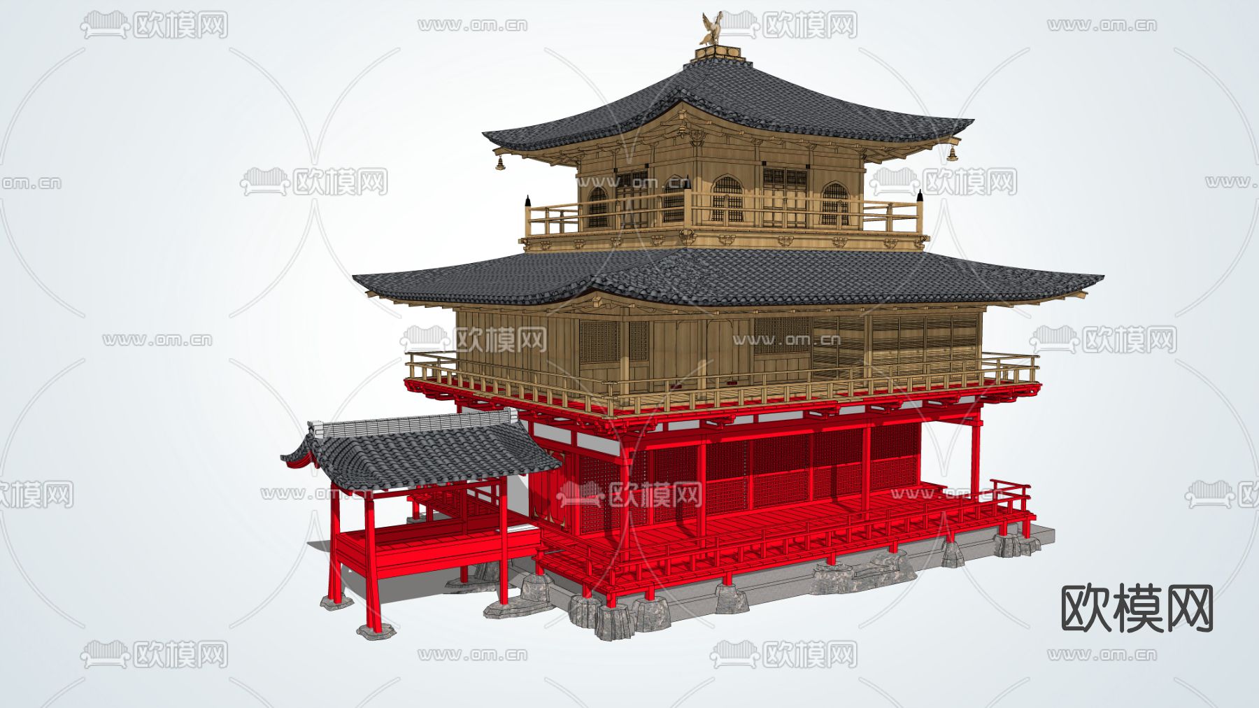 中式古建阁楼su模型下载（渲染图3）