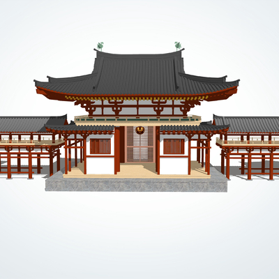  中式古建阁楼回廊su模型 