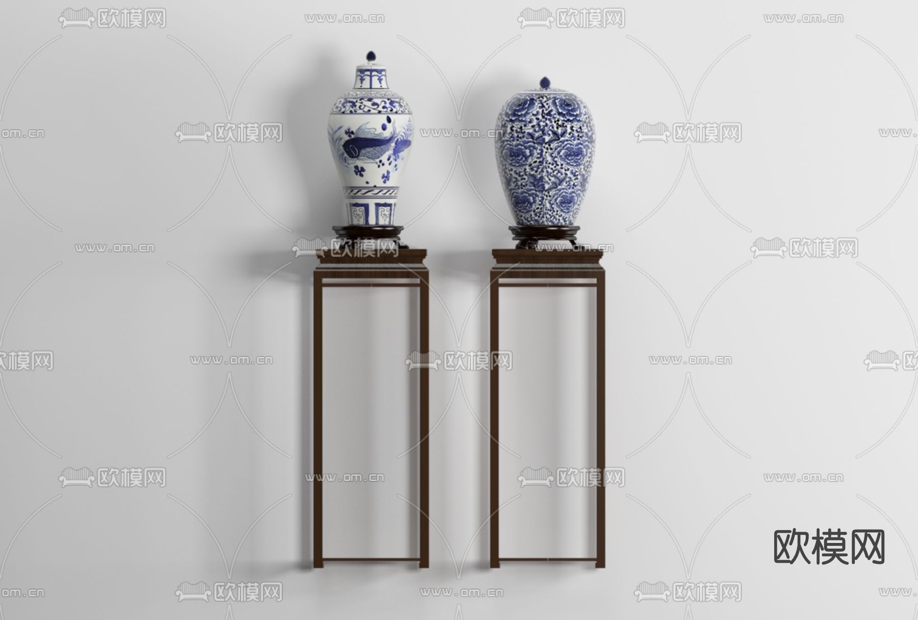 新中式陶瓷器皿免费3d模型下载