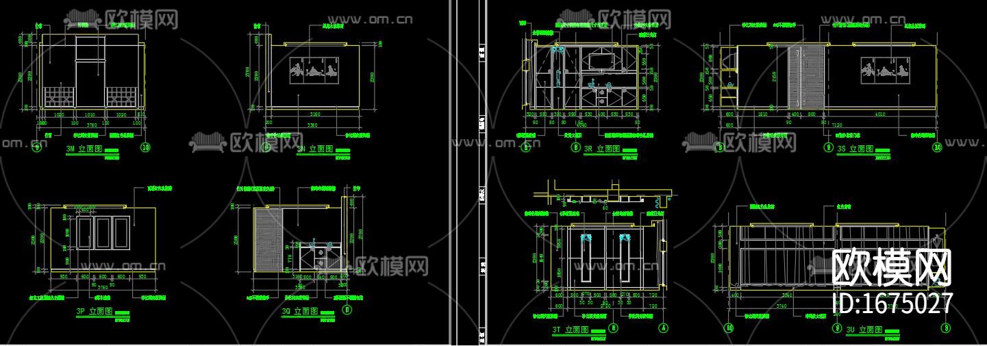 中式餐厅cad施工图下载（渲染图2）
