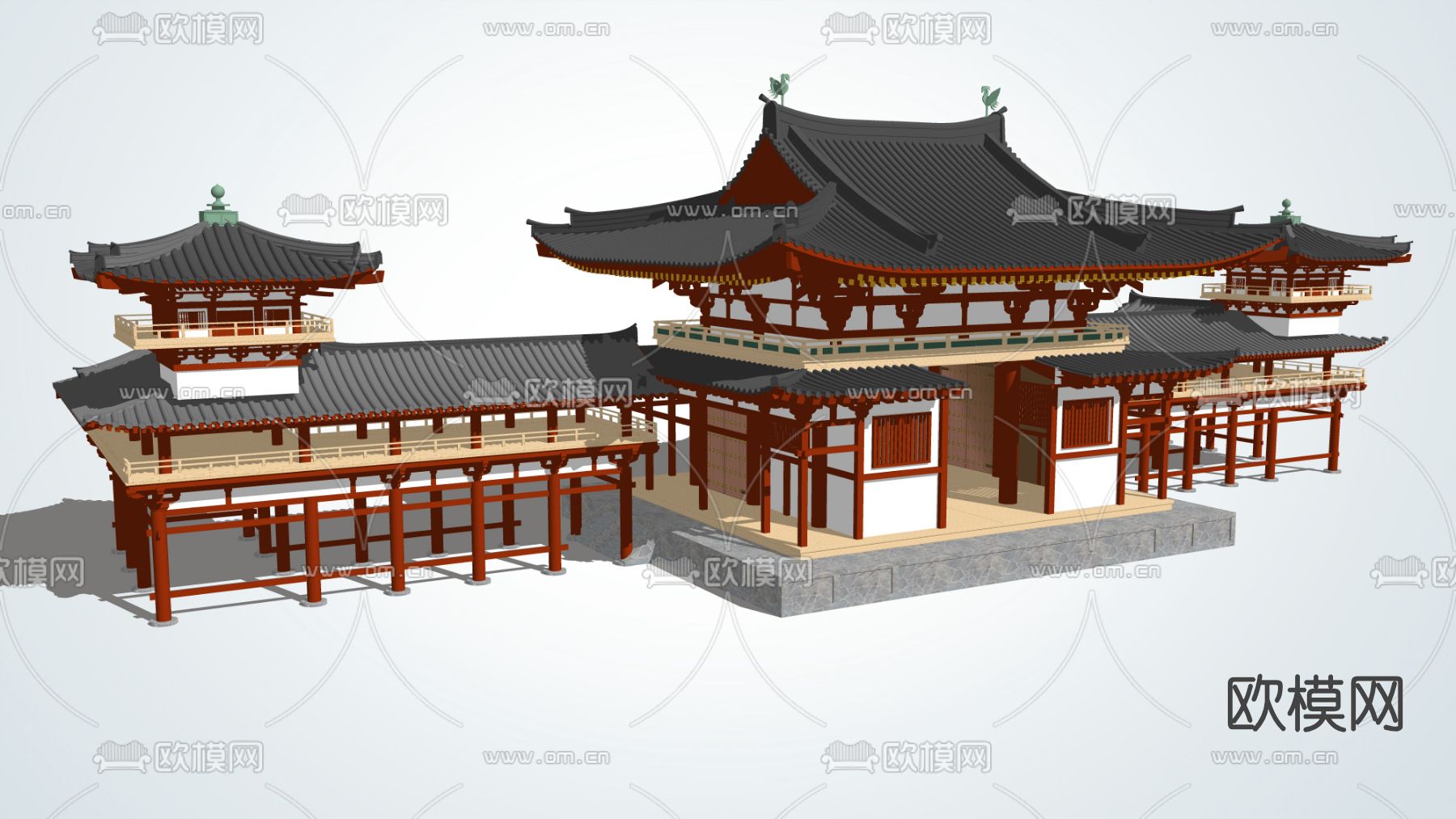中式古建阁楼回廊su模型